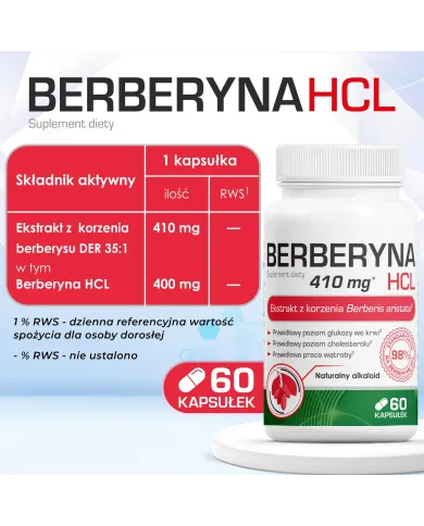 Berberyna HCL 400 mg – zestaw 2x 60 kapsułek