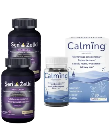 Zestaw na sen stres Sen Żelki Calming melatonina relaks wyciszenie PREZENT