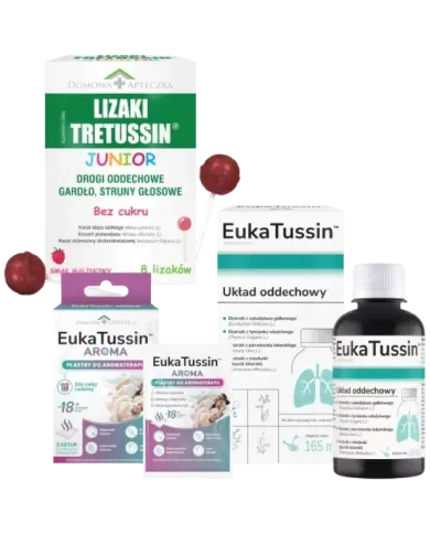 Na gardło i oddech Tretussin Junior EukaTussin Aroma Plastry Kaszel Chrypka