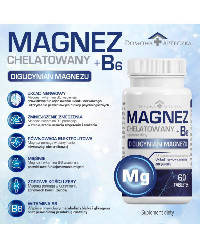 Magnez chelatowany 200 mg + B6 – najlepsza przyswajalność