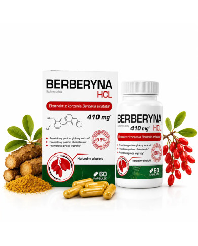 Berberyna HCL 400 mg — kapsułki | cukier, cholesterol, metabolizm