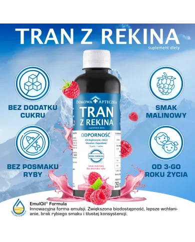 Tran z rekina malinowy 250 ml – zestaw 2 szt.