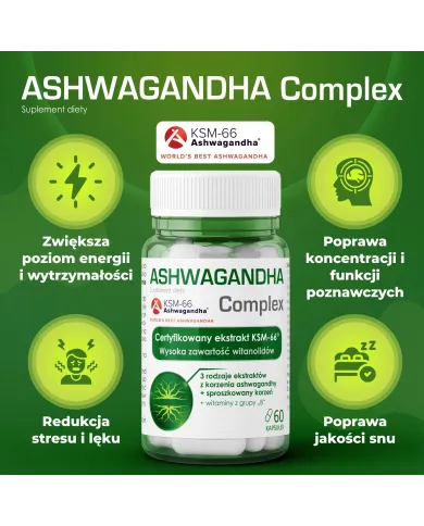 Zestaw na stres i sen: Ashwagandha KSM-66 + Melatonina