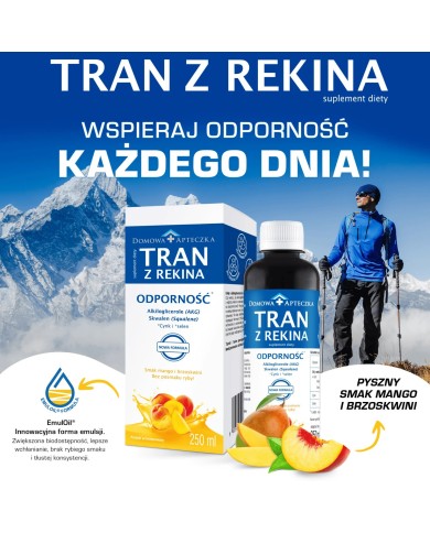 Tran dla dzieci z rekina – smak mango-brzoskwinia