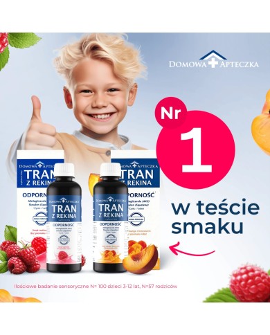 Tran dla dzieci z rekina – smak mango-brzoskwinia