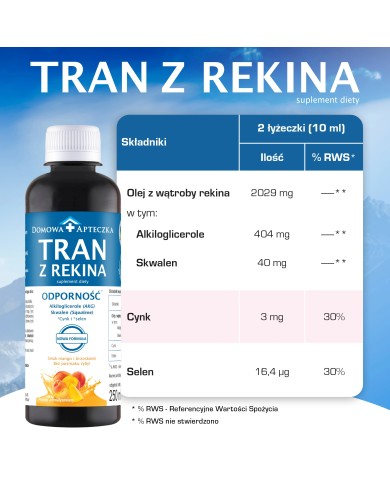 Tran dla dzieci z rekina – smak mango-brzoskwinia