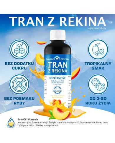 Tran dla dzieci z rekina – smak mango-brzoskwinia