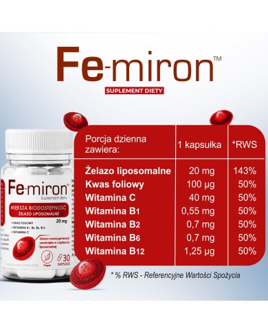 Fe-miron – żelazo liposomalne z witaminą C i witaminami B