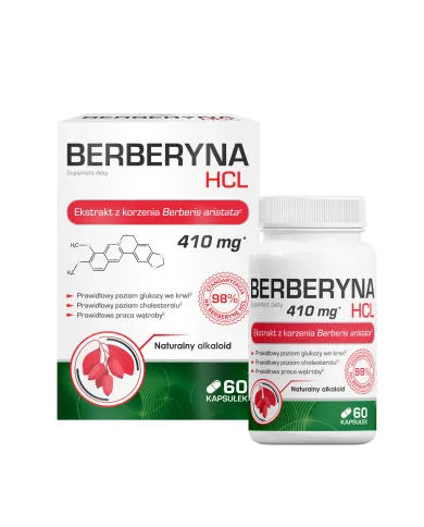 Berberyna HCL 400 mg — kapsułki | cukier, cholesterol, metabolizm