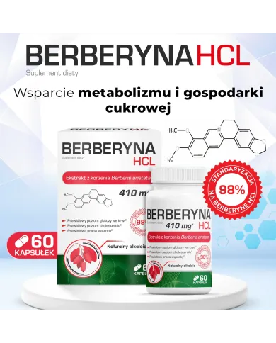 Berberyna HCL 400 mg — kapsułki | cukier, cholesterol, metabolizm