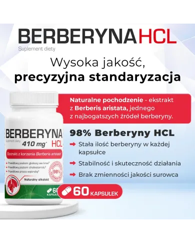 Berberyna HCL 400 mg — kapsułki | cukier, cholesterol, metabolizm