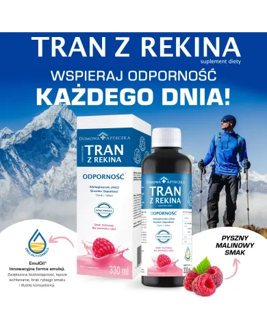 Tran z rekina malinowy – omega-3 dla dzieci i dorosłych