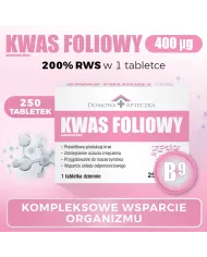 Kwas foliowy 400 mcg – 250 tabletek na 8 miesięcy