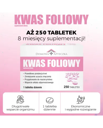 Kwas foliowy 400 mcg – 250 tabletek na 8 miesięcy